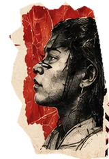 Retrato ilustrado da referência visual.
